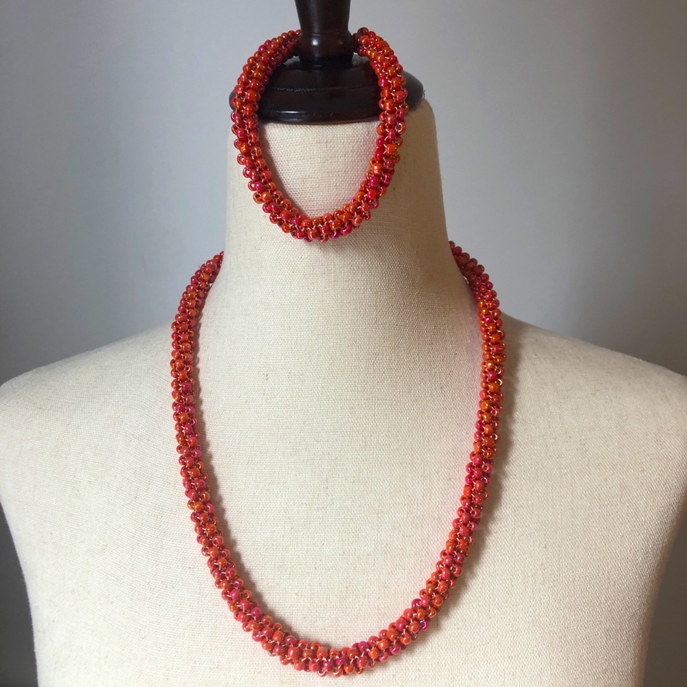 Handmade Beaded Necklace and Bracelet Set